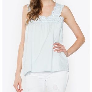 Light blue eyelet tank top